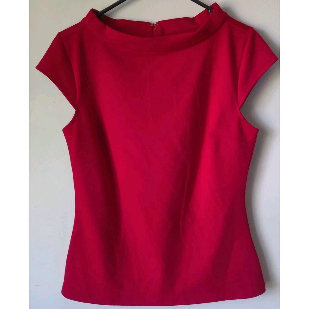 New York & Company 7th Avenue Women's Mock Turtleneck Top Silhouette Red Size M